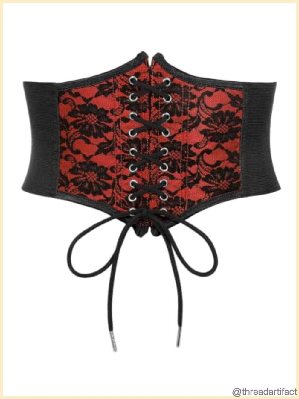Wide Elastic Lace-Up Corset Belt Waist Tied Waspie Belt
